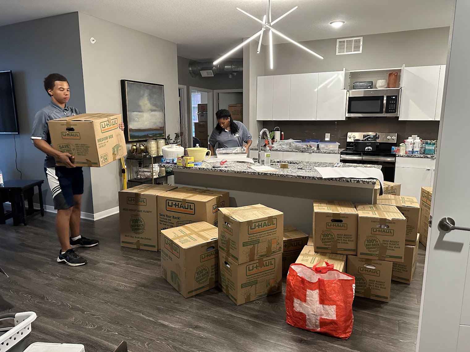 Packing 2 Carefully packed and labeled boxes ready for moving day at a Midwest Moving Pros client home in Des Moines.